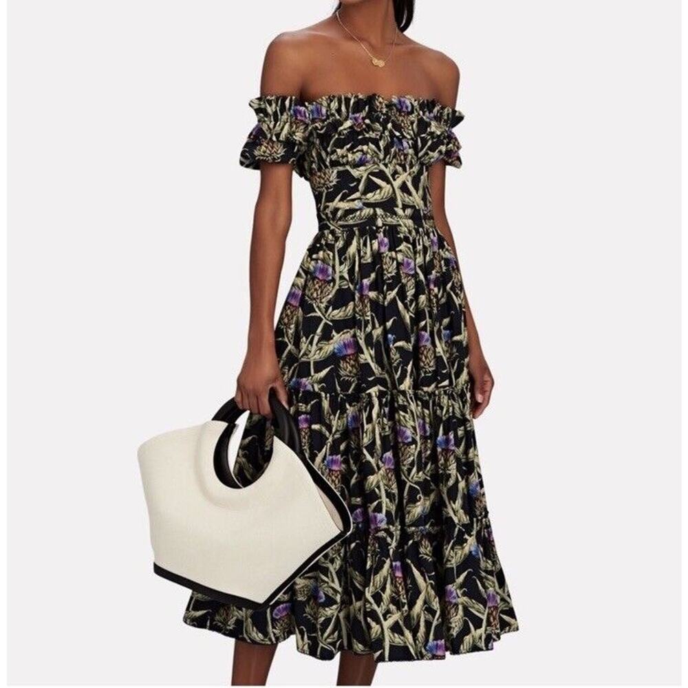 Agua Bendita Banana Women’s Sz Small Multicolor Off The Shoulder Midi Dress